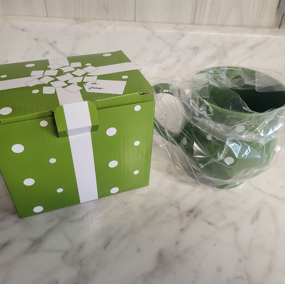 Temptations 16 ounce Green Polka-Dotted Mug in Gift Box